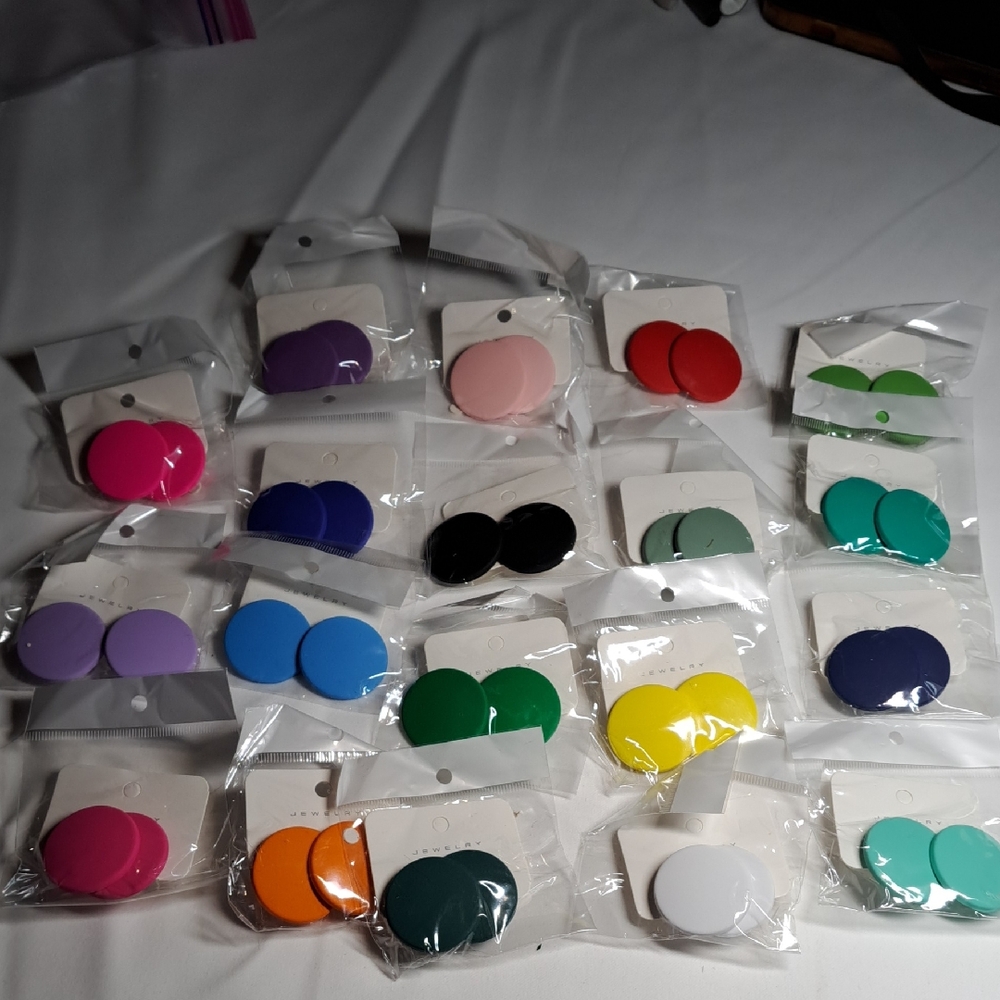 Colorful Button earring Set Of 19